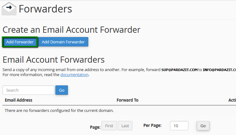 آموزش Forward ایمیل ها در کنترل پنل cPanel