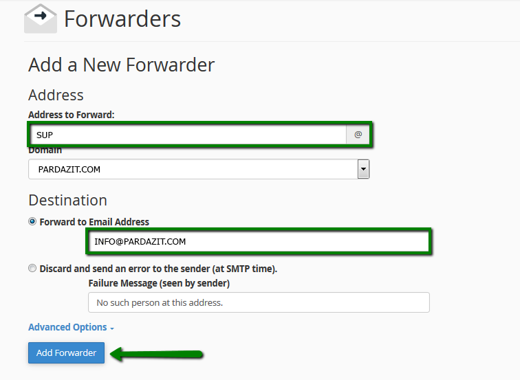 آموزش Forward ایمیل ها در کنترل پنل cPanel