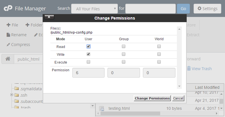 آموزش تغییر سطح دسترسی فایل ها در cPanel