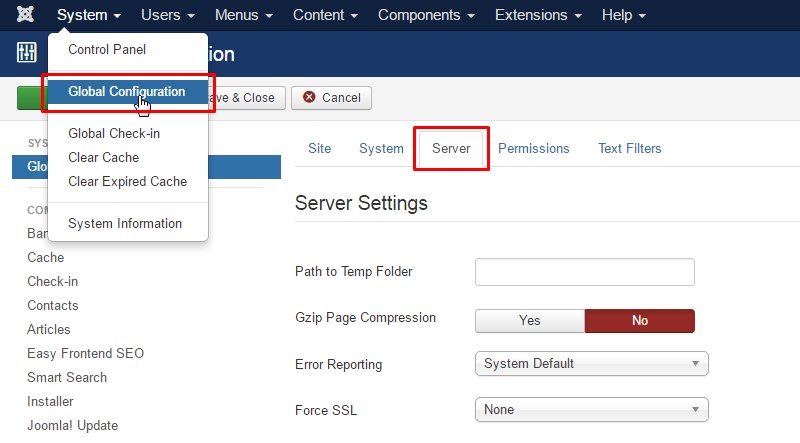 تنظیم ارسال ایمیل در جوملا با SMTP