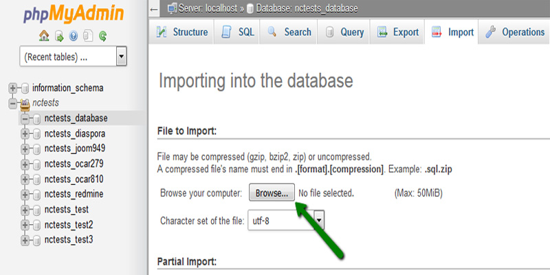 آموزش رستور بک آپ دیتابیس با phpMyAdmin