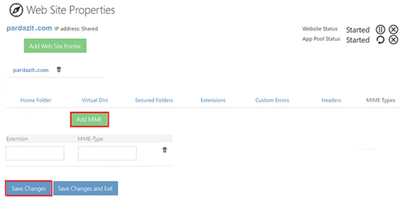 آموزش تعریف MIME Type در WebsitePanel