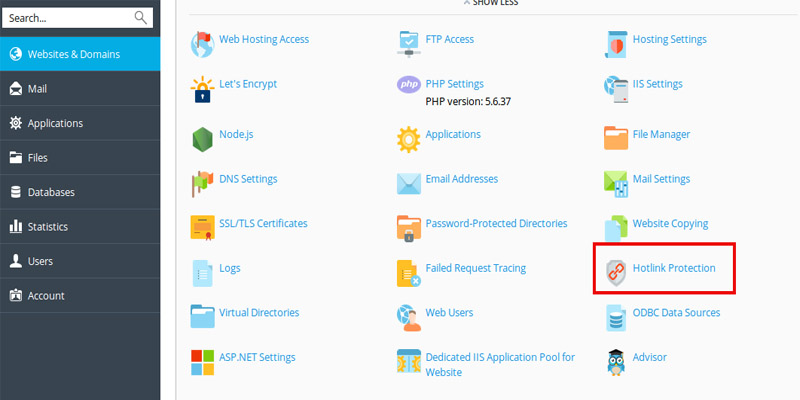 فعالسازی hotlink protection در پلسک