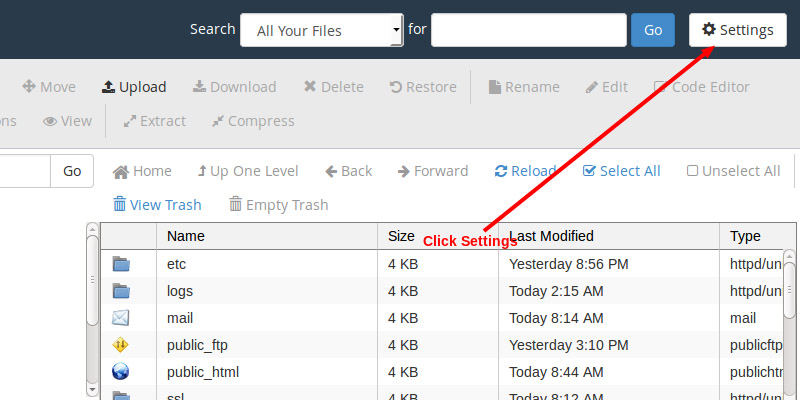 نمایش فایل های مخفی در cPanel