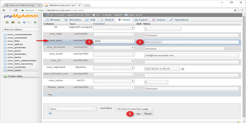 آموزش تغییر رمز وردپرس از دیتابیس