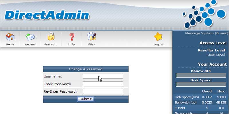آموزش تغییر رمز اکانت نمایندگی در دایرکت ادمین
