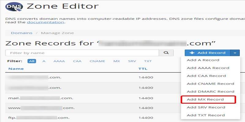 آموزش ایجاد MX Record در cPanel